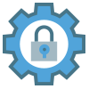 Configuration gear with a locked padlock, representing secure platform deployment