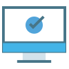 Monitor with a checkmark, representing IAM maturity assessment and verification